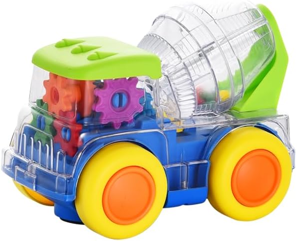 Kiddo Toys Cement Truck Transparent Musical Light Up Bump and Go Toy Car