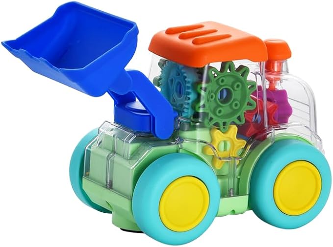 Kiddo Toys Bulldozer Transparent Musical Light Up Bump and Go Toy Car