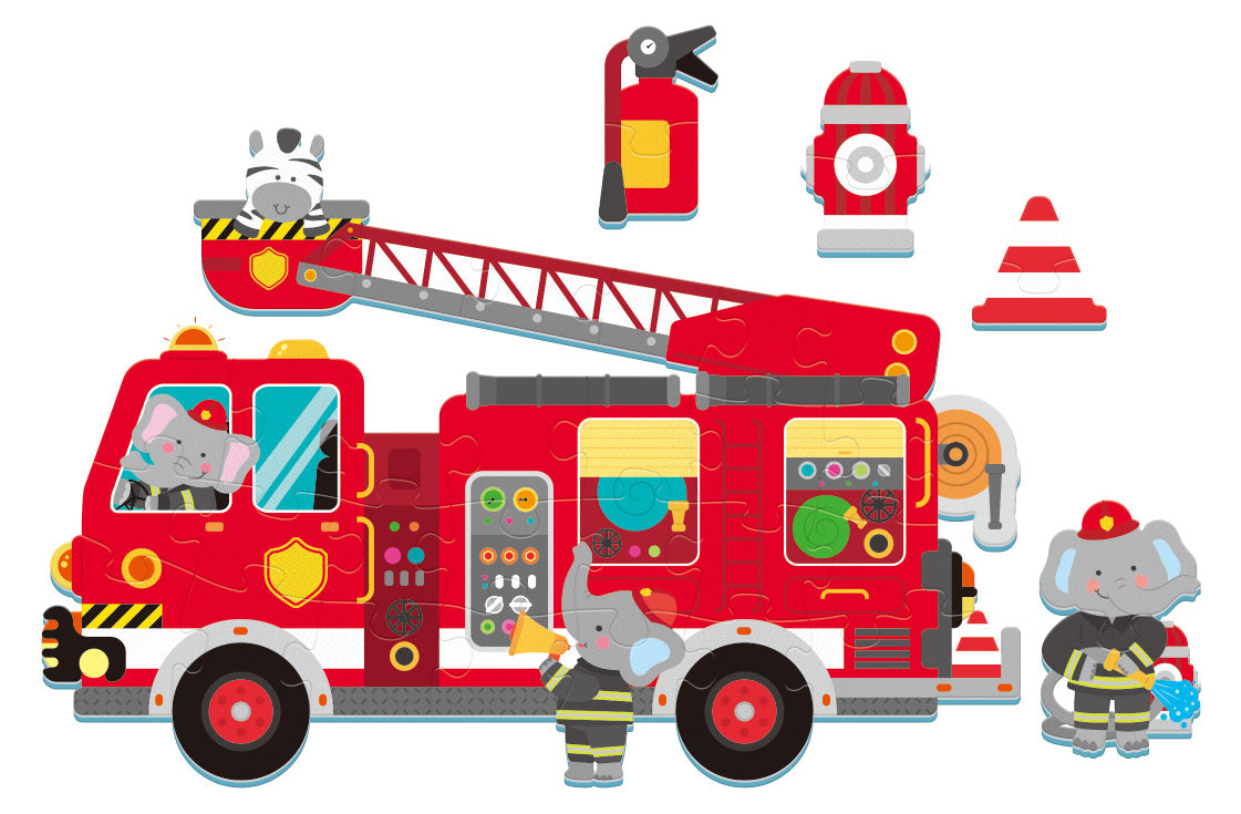 Kiddo Toys Fire Truck Jumbo 36pc Foam Jigsaw Puzzle Toys Kids Puzzles Birthday Decorations, for Preschoolers Ages 3 and up