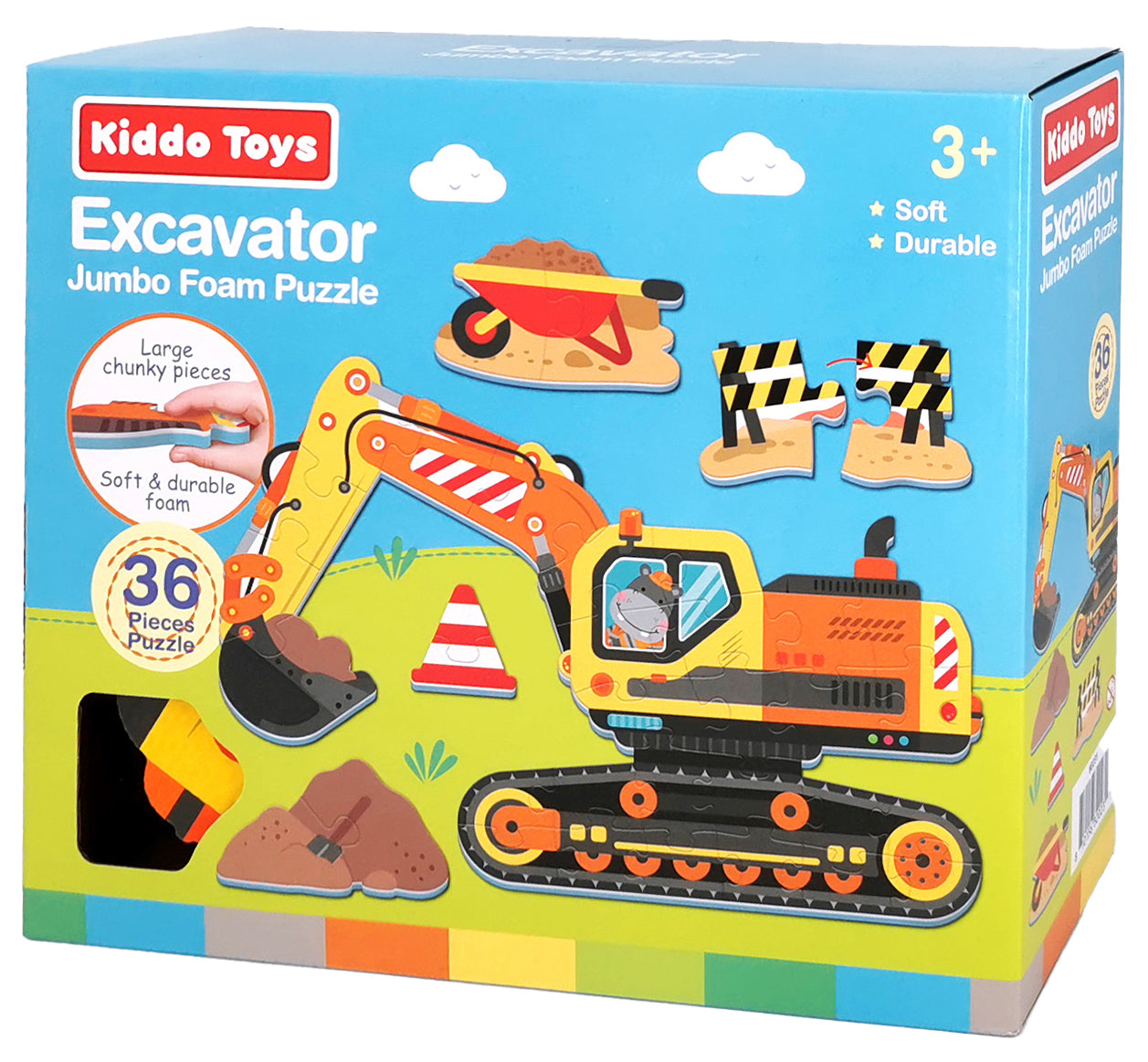 Kiddo Toys Excavator Jumbo 36pc Foam Jigsaw Puzzle