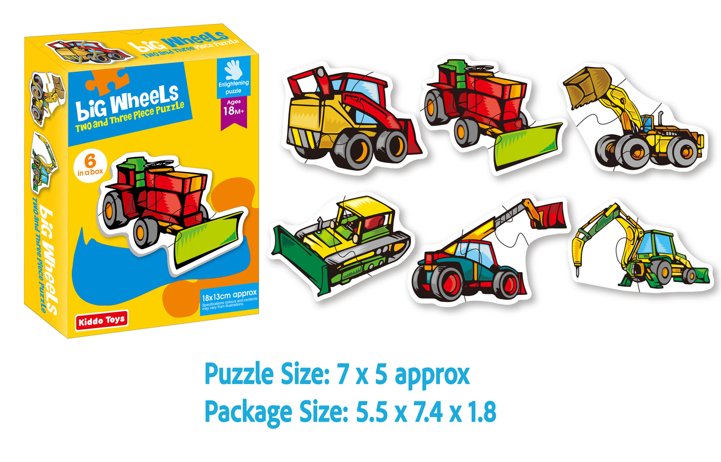 Kiddo Toys Big Wheels 2 and 3 Piece Puzzle Set