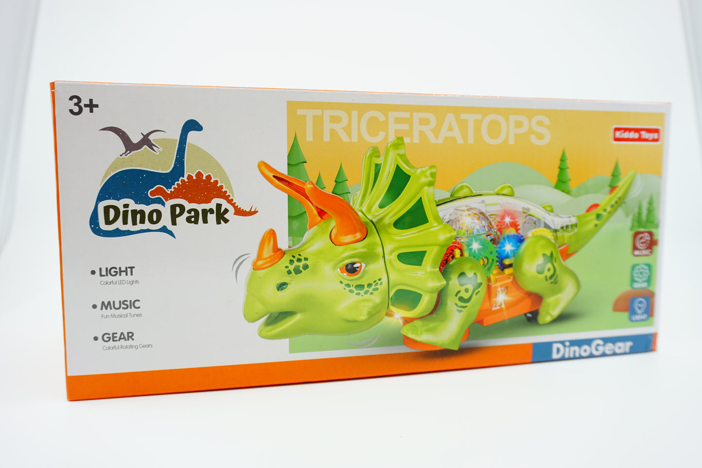 Kiddo Toys DinoPark Triceratops Light-Up Dinosaur Gears Bump and Go Toy