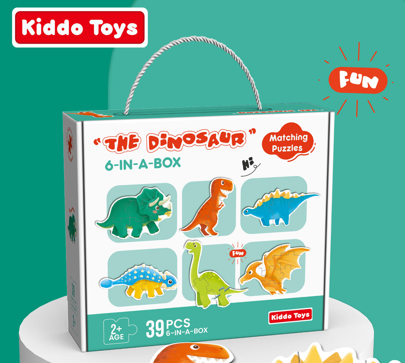 Kiddo Toys 6-in-1 Dinosaur Matching Jigsaw Puzzle 39pc