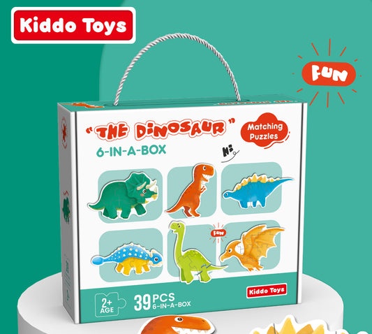 Kiddo Toys 6-in-1 Dinosaur Matching Jigsaw Puzzle 39pc