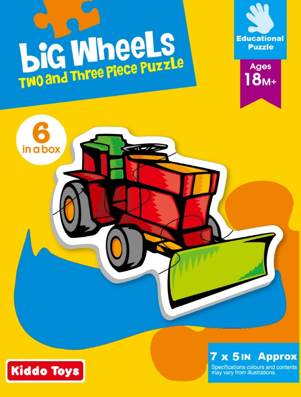 Kiddo Toys Big Wheels 2 and 3 Piece Puzzle Set