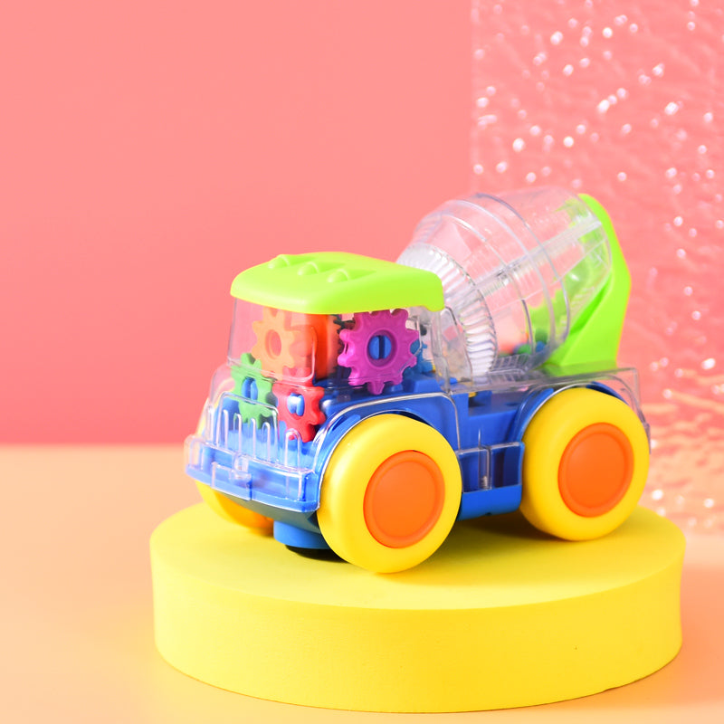 Kiddo Toys Cement Truck Transparent Musical Light Up Bump and Go Toy Car