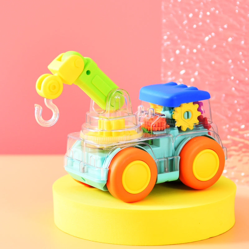 Kiddo Toys Crane Transparent Musical Light Up Bump and Go Toy Car