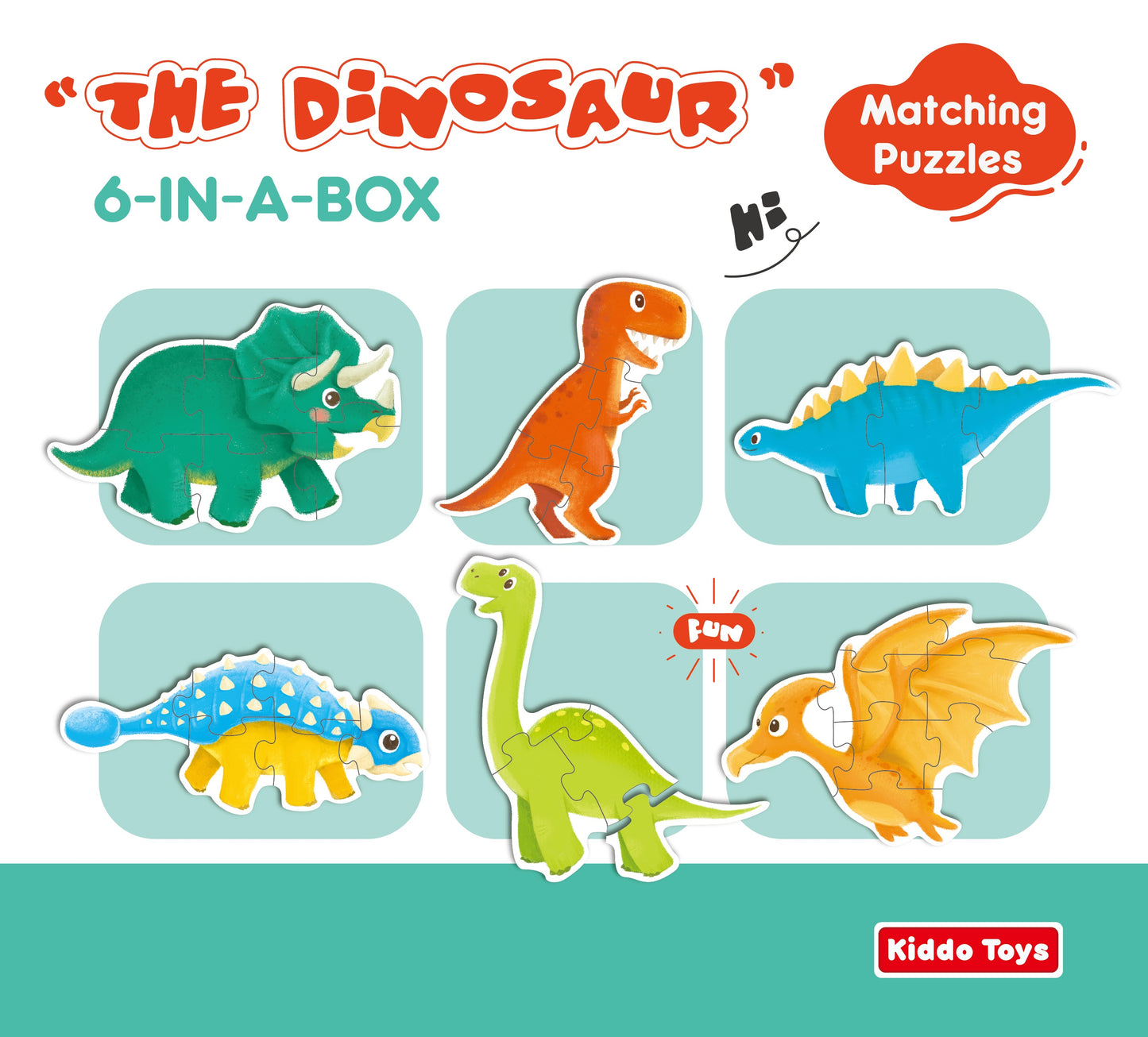 Kiddo Toys 6-in-1 Dinosaur Matching Jigsaw Puzzle 39pc