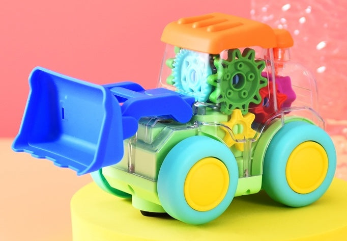 Kiddo Toys Bulldozer Transparent Musical Light Up Bump and Go Toy Car