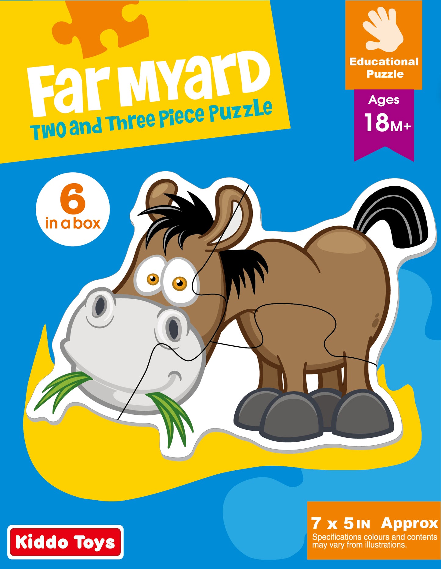 Kiddo Toys Farmyard 2 and 3 Piece Puzzle Set