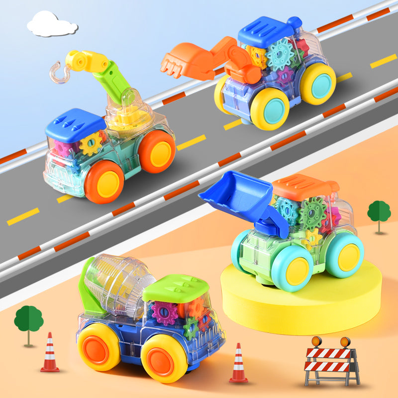 Kiddo Toys Bulldozer Transparent Musical Light Up Bump and Go Toy Car