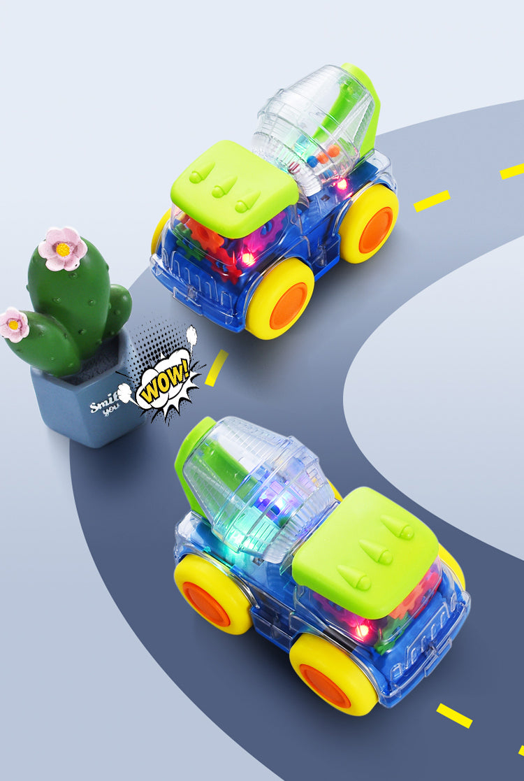 Kiddo Toys Cement Truck Transparent Musical Light Up Bump and Go Toy Car