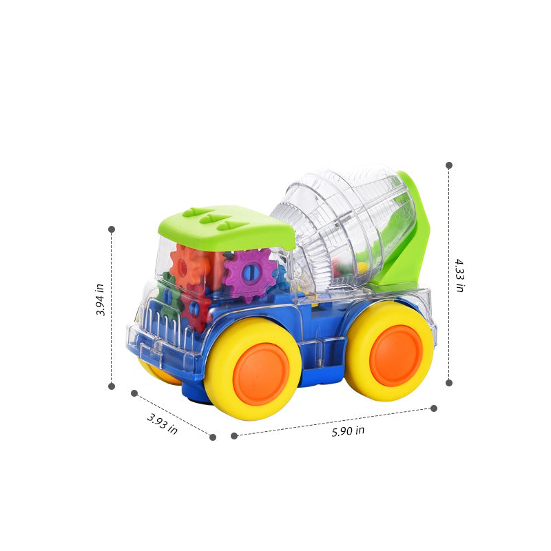 Kiddo Toys Cement Truck Transparent Musical Light Up Bump and Go Toy Car