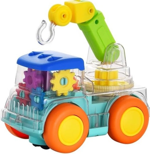 Kiddo Toys Crane Transparent Musical Light Up Bump and Go Toy Car