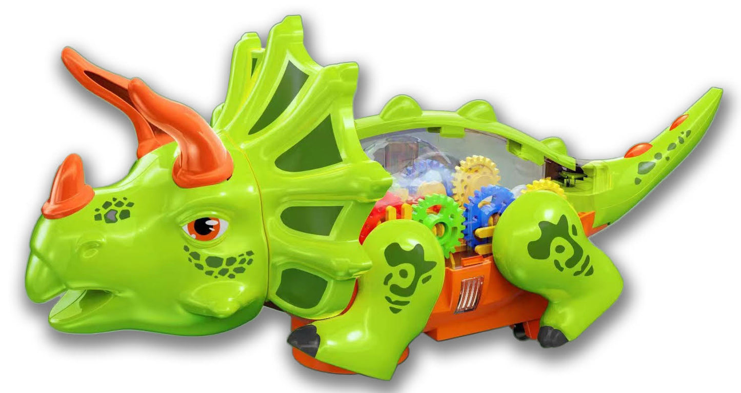 Kiddo Toys DinoPark Triceratops Light-Up Dinosaur Gears Bump and Go Toy